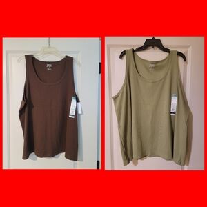 Women's Brown and Green Tank Tops